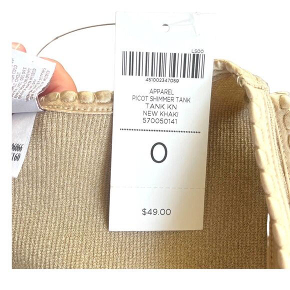 Chico's Picot Shimmer New Khaki Ribbed Tank - Picture 4 of 5